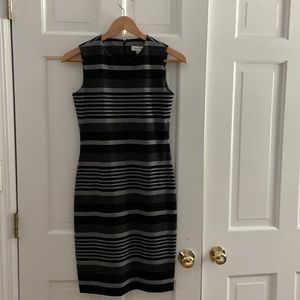 Calvin Klein size 2 black & gray striped dress
